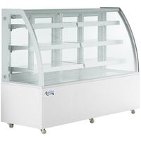 Avantco BCT-72 72" White 3-Shelf Curved Glass Refrigerated Bakery Display Case with LED Lighting