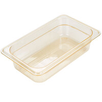 Carlisle 3088013 StorPlus 1/4 Size Amber High Heat Plastic Food Pan - 2 1/2 inch Deep
