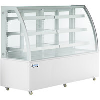 Avantco BCTD-72 60" White 3-Shelf Curved Glass Dry Bakery Display Case with LED Lighting