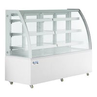 Avantco BCTD-72 72" White 3-Shelf Curved Glass Dry Bakery Display Case with LED Lighting