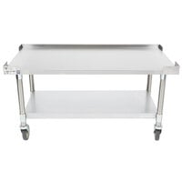 APW Wyott SSS-48C 16 Gauge Stainless Steel 48" x 24" Standard Duty Cookline Equipment Stand with Galvanized Undershelf and Casters