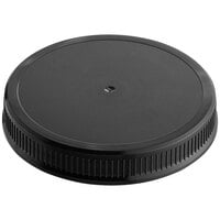 89/400 Black Ribbed Plastic Cap with Foam Liner - 624/Case