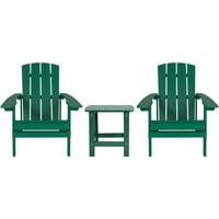 Flash Furniture Charlestown 2-Pack Green Faux Wood Adirondack Chairs with Side Table
