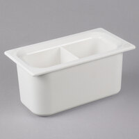 Carlisle CM110302 Coldmaster 1/3 Size White Divided Cold ABS Plastic Food Pan - 6 inch Deep