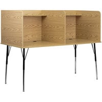Flash Furniture Oak Height Adjustable Double Study Carrel with Top Shelf