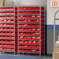 Regency 12 inch x 36 inch x 74 inch Wire Shelving Unit with 55 Red Bins