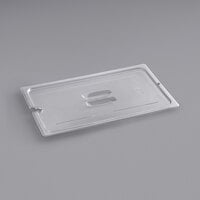 Cambro 10CWCHN135 Camwear Full Size Clear Polycarbonate Handled Lid with Spoon Notch
