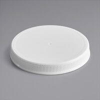 110/400 White Ribbed Plastic Cap with Foam Liner - 736/Case