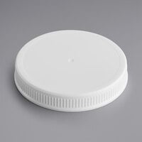 89/400 White Ribbed Plastic Cap with Foam Liner - 624/Case
