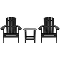 Flash Furniture Charlestown 2-Pack Black Faux Wood Adirondack Chairs with Side Table