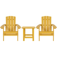 Flash Furniture Charlestown 2-Pack Yellow Faux Wood Adirondack Chairs with Side Table