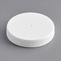 63/400 White Ribbed Plastic Cap with Foam Liner - 1200/Case