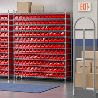 Regency 12 inch x 60 inch x 74 inch Wire Shelving Unit with 143 Red Bins