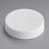 45/400 White Ribbed Plastic Cap with Foam Liner - 2500/Case