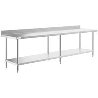 Regency 30" x 120" 16-Gauge Stainless Steel Commercial Work Table with 4" Backsplash and Undershelf