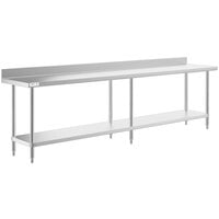 Regency Spec Line 24 inch x 120 inch 14 Gauge Stainless Steel Commercial Work Table with 4 inch Backsplash and Undershelf