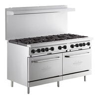 Main Street Equipment E60-N Natural Gas 10 Burner 60" Range with 2 Standard Ovens - 360,000 BTU