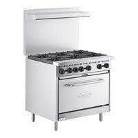 Main Street Equipment E36-N Natural Gas 6 Burner 36" Range with Standard Oven - 210,000 BTU