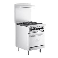 Main Street Equipment E24-N Natural Gas 4 Burner 24" Range with Space Saver Oven - 150,000 BTU