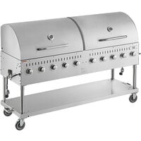Backyard Pro LPG72RD 72 inch Stainless Steel Liquid Propane Outdoor Grill With Roll Dome