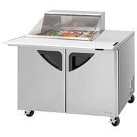 Turbo Air Super Deluxe TST-48SD-12M-N-CL 48 inch 2 Door Mega Top Refrigerated Sandwich Prep Table with Clear Lid