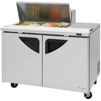 Turbo Air Super Deluxe TST-48SD-08S-N-RW 48 inch 2 Door Refrigerated Sandwich Prep Table with Right Work Station