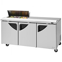 Turbo Air Super Deluxe TST-72SD-08S-N-LW 72 inch 3 Door Refrigerated Sandwich Prep Table with Left Work Station