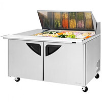 Turbo Air Super Deluxe TST-60SD-18M-N-RW 60 inch 2 Door Mega Top Refrigerated Sandwich Prep Table with Right Work Station