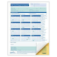 ComplyRight 8 1/2 inch x 11 inch 2022 2-Part Time Off Request and Approval Form A0030 - 50/Pack