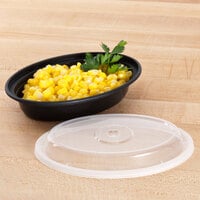 Pactiv Newspring OC06B 6 oz. Black 5 3/4 inch x 4 inch x 1 1/8 inch VERSAtainer Oval Microwavable Container With Lid - 150/Case