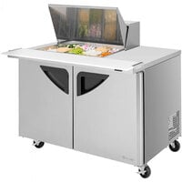 Turbo Air Super Deluxe TST-48SD-12M-N-RW 48 inch 2 Door Mega Top Refrigerated Sandwich Prep Table with Right Work Station