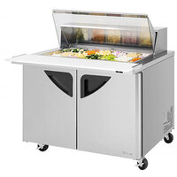 Turbo Air Super Deluxe TST-48SD-18-N-CL 48 inch 2 Door Refrigerated Mega Top Sandwich Prep Table with Clear Lid