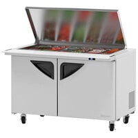 Turbo Air Super Deluxe TST-48SD-18-N-FL 48 inch 2 Door Refrigerated Mega Top Sandwich Prep Table with Flat Lid