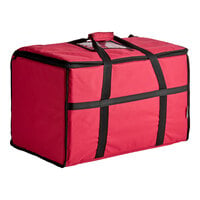 Choice Insulated 23" x 13" x 15" Customizable Red Nylon Food Delivery Bag / Pan Carrier - Holds up to (5) 2 1/2" Deep Full Size Pans