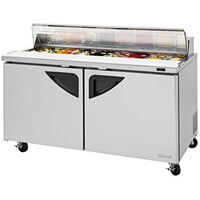 Turbo Air Super Deluxe TST-60SD-N-CL 60 inch 2 Door Refrigerated Sandwich Prep Table with Clear Lid