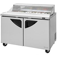Turbo Air Super Deluxe TST-48SD-N-CL 48 inch 2 Door Refrigerated Sandwich Prep Table with Clear Lid