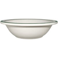 International Tableware Verona 13 oz. Ivory (American White) Stoneware Grapefruit Bowl with Green Bands - 36/Case