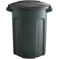 Toter 32 Gallon Green Rotational Molded Round Trash Can with Black Lid