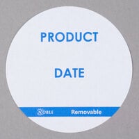Noble Products 3" Product Date Round Removable Label with Dispenser Carton - 500/Roll