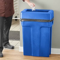 Toter Slimline 23 Gallon Blue Trash Can with Blue Drop Shot Lid