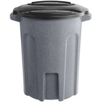 Toter 44 Gallon Dark Gray Granite Rotational Molded Round Trash Can with Black Lid
