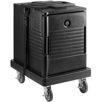 Choice Black Front Loading Insulated 6-Pan Carrier Kit with Dolly and Strap