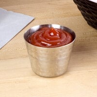 American Metalcraft HAMSC 2.5 oz. Hammered Stainless Steel Round Sauce Cup