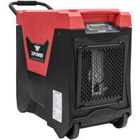 XPOWER XD-85L2-Red 145 Pint Commercial Dehumidifier with Automatic Purge Pump, Drainage Hose, Storage Compartment, and Wheels