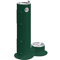 Halsey Taylor Endura II 4400DBEVG Evergreen Non-Filtered Outdoor Tubular Pedestal Drinking Fountain with Pet Station