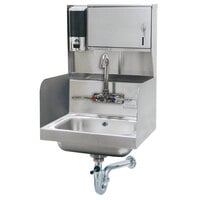 Advance Tabco 7-PS-87 Hand Sink with Splash Mounted Gooseneck Faucet, Side Splash Guards and Soap Dispenser - 17 1/4"