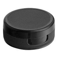 38/400 Black Plastic Flip Top Lid with Pressure Sensitive Liner - 2000/Case