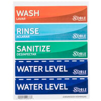 Noble Products Wash, Rinse, Sanitize, and Water Level Permanent Sink Labels