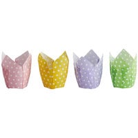 Enjay 2" x 3 1/4" Polka Dot Assorted Tulip Baking Cup - 1000/Case