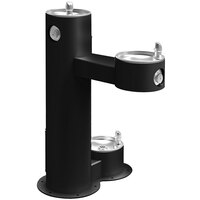 Halsey Taylor Endura II 4420DBBLK Black Non-Filtered Outdoor Tubular Bi-Level Pedestal Drinking Fountain with Pet Station